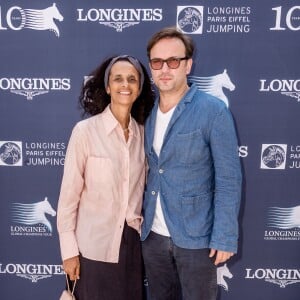 Exclusif - Vincent Pérez et sa femme Karine Silla lors du Paris Eiffel Jumping du Longines Global Champions Tour, le 5 juillet 2015 sur le Champs-de-Mars à Paris