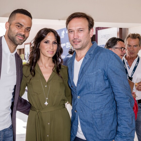 Exclusif - Tony Parker et sa femme Axelle Francine, Vincent Pérez lors du Paris Eiffel Jumping du Longines Global Champions Tour, le 5 juillet 2015 sur le Champs-de-Mars à Paris