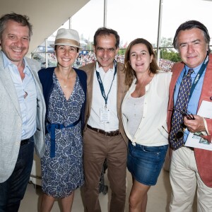 Exclusif - Thierry Rey, Alexia Laroche-Joubert, Jean de Chevigny, Coco Coupérie-Eiffel et Philippe Coupérie-Eiffel lors du Paris Eiffel Jumping du Longines Global Champions Tour, le 5 juillet 2015 sur le Champs-de-Mars à Paris