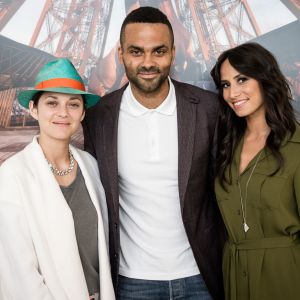 Exclusif - Marion Cotillard, Tony Parker et sa femme Axelle Francine lors du Paris Eiffel Jumping du Longines Global Champions Tour, le 5 juillet 2015 sur le Champs-de-Mars à Paris