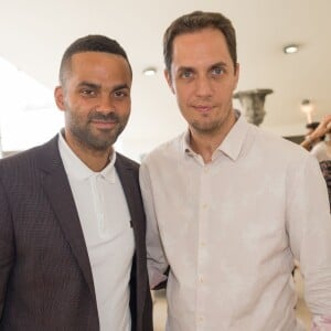 Exclusif - Tony Parker et Grand Corps Malade lors du Paris Eiffel Jumping du Longines Global Champions Tour, le 5 juillet 2015 sur le Champs-de-Mars à Paris