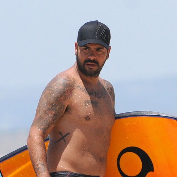 Eduardo Cruz sur une plage lors de leurs vacances en famille à Cadiz. Le 6 juillet 2015  