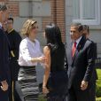 Le roi Felipe VI et la reine Letizia d'Espagne recevaient à déjeuner le 7 juillet 2015 le président du Pérou Ollanta Humala et sa femme Nadine Heredia Alarcon au palais de la Zarzuela, après les cérémonies de bienvenue au Pardo.