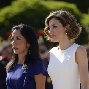 Le roi Felipe VI et la reine Letizia d'Espagne présidaient le 7 juillet 2015 au palais du Pardo la cérémonie de bienvenue pour la visite d'Etat du président du Pérou Ollanta Humala et sa femme Nadine Heredia Alarcon.