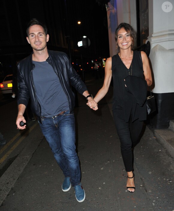 Frank Lampard et Christine Bleakley à la sortie du restaurant San Carlo de Manchester, le 6 août 2014