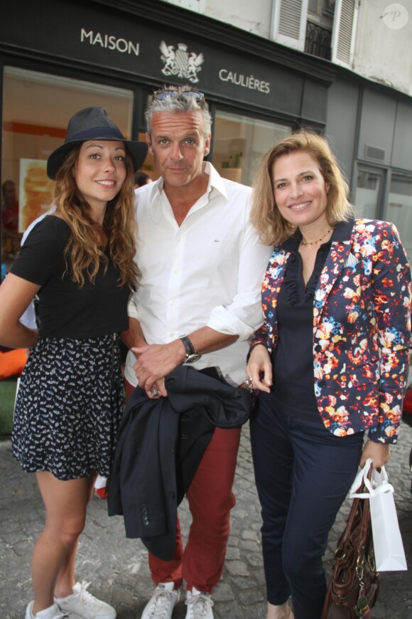Dounia Coesens, David Brécourt, Christine Lemler - Inauguration de la nouvelle boutique "Maison Caulières" à Paris le 9 juillet 2015.