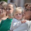 La princesse Caroline de Hanovre et son petit-fils Sacha le 11 juillet 2015 lors de la célébration des 10 ans de règne du prince Albert II de Monaco.