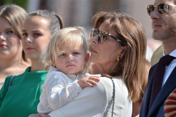 La princesse Caroline de Hanovre et son petit-fils Sacha le 11 juillet 2015 lors de la célébration des 10 ans de règne du prince Albert II de Monaco.