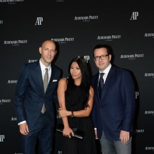 Exclusif - Tim Sayler (directeur marketing d'Audemars Piguet), Anggun, François-Henry Bennahmias (CEO d'Audemars Piguet) - Lancement de la nouvelle Millenary Femme de la maison Audemars Piguet célébré au Carreau du Temple à Paris le 6 juillet 2015.