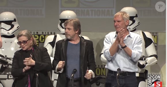 Carrie Fisher, Mark Hamill et Harrison Ford au panel Star Wars - Episode VII au Comic-Con de San Diego 2015.