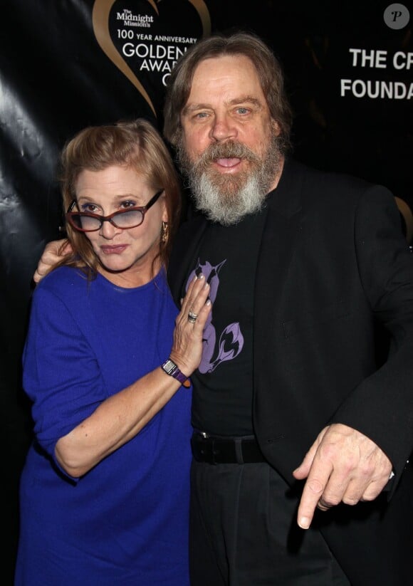 Carrie Fisher, Mark Hamill à Beverly Hills, Los Angeles, le 30 septembre 2014.