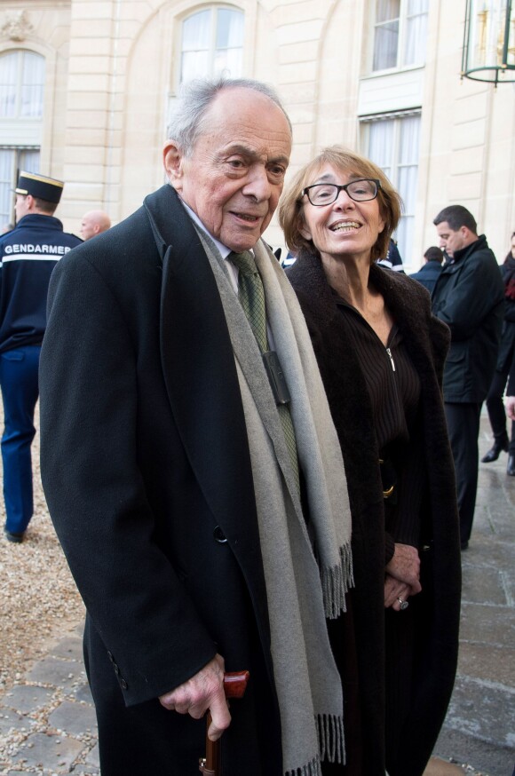 Michel et Sylvie Rocard à l'Elysée, à Paris le 11 janvier 2015.