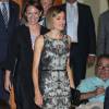 La reine Letizia d'Espagne inaugure les cours d'été de l’école internationale de musique de la Fondation Princesse des Asturies à Oviedo en Espagne le 15 juillet 2015.  