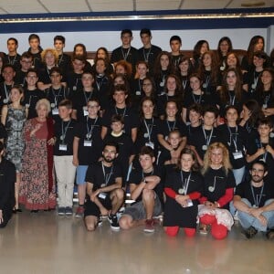 La reine Letizia d'Espagne inaugure les cours d'été de l’école internationale de musique de la Fondation Princesse des Asturies à Oviedo en Espagne le 15 juillet 2015.  Oviedo