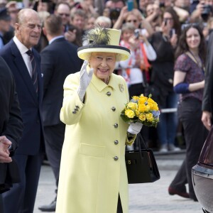 La reine Elisabeth II lors de la parade de la Royale Air Force pour le 75e anniversaire de la bataille d'Angleterre à Londres le 10 juillet 2015