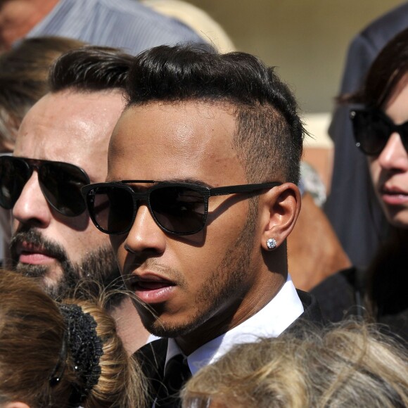 Lewis Hamilton aux obsèques de Jules Bianchi en la cathédrale Sainte-Réparate à Nice, le 21 juillet 2015