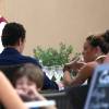 Louis Sarkozy et sa nouvelle compagne Capucine Anav font du shopping et vont dîner dans un restaurant à Saint-Tropez le 23 juillet 2015.