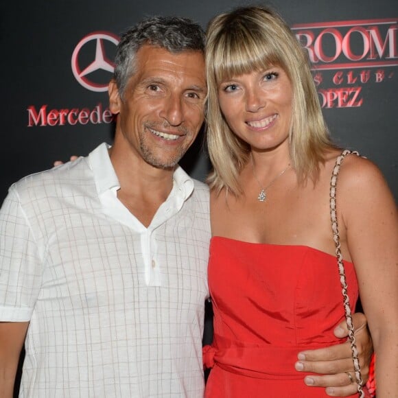 Exclusif - Nagui et sa femme Mélanie à la soirée du 1OAK VIP Room à Saint-Tropez. Le 23 juillet 2015.