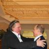 Gérard Depardieu reçu par Vladimir Poutine dans sa datcha de Sotchi sur les bords de la Mer Noire le 5 janvier 2013.