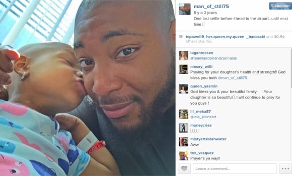 Devon Still à l'hôpital avec sa fille Leah (4 ans), atteinte d'un cancer - septembre 2014