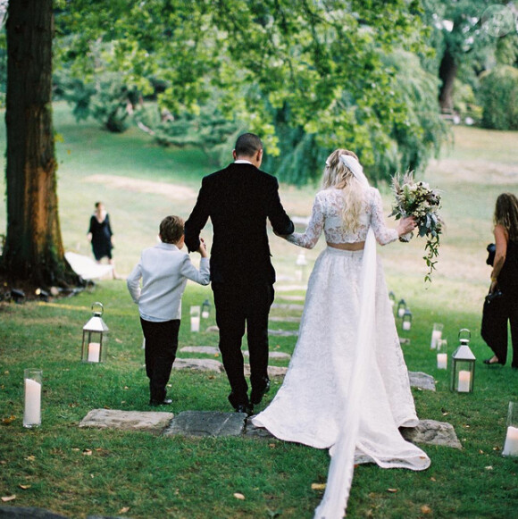 Evan Ross et Ashlee Simpson le jour de leur mariage qui s'est déroulé le 30 août 2014 à Greenwich dans le Connecticut. Juillet 2015