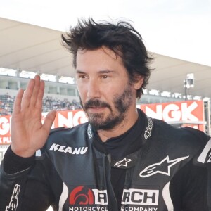 Keanu Reeves essaye sa moto sur le circuit de Suzuka (Japon) le 25 Juillet 2015