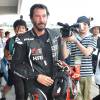 Keanu Reeves essaye sa moto sur le circuit de Suzuka au Japon le 25 Juillet 2015