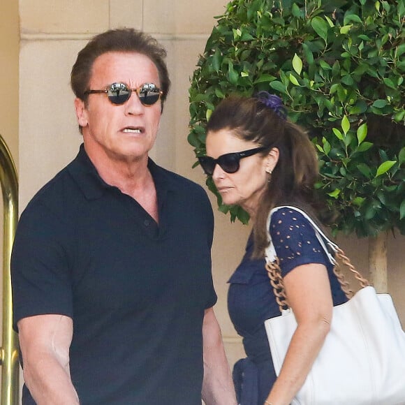 Arnold Schwarzenegger célébrait son 68e anniversaire entouré de son épouse dont il est séparé Maria Shriver, ainsi que ses quatre enfants, au Montage Hotel de Beverly Hills, le 30 juillet 2015