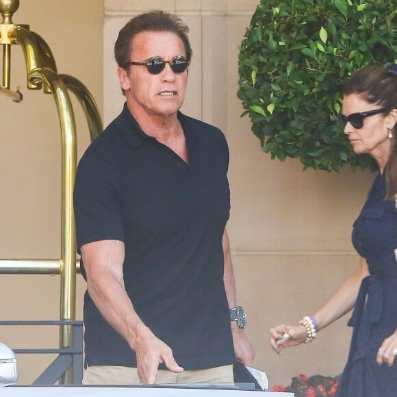 Arnold Schwarzenegger célébrait son 68e anniversaire entouré de son épouse dont il est séparé Maria Shriver,ainsi que ses quatre enfants au Montage Hotel de Beverly Hills, le 30 juillet 2015