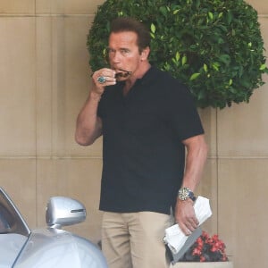 Arnold Schwarzenegger célébrait son 68e anniversaire entouré de son épouse dont il est séparé Maria Shriver,ainsi que ses quatre enfants au Montage Hotel de Beverly Hills, le 30 juillet 2015