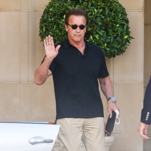 Arnold Schwarzenegger célébrait son 68e anniversaire entouré de son épouse dont il est séparé Maria Shriver,ainsi que ses quatre enfants au Montage Hotel de Beverly Hills, le 30 juillet 2015