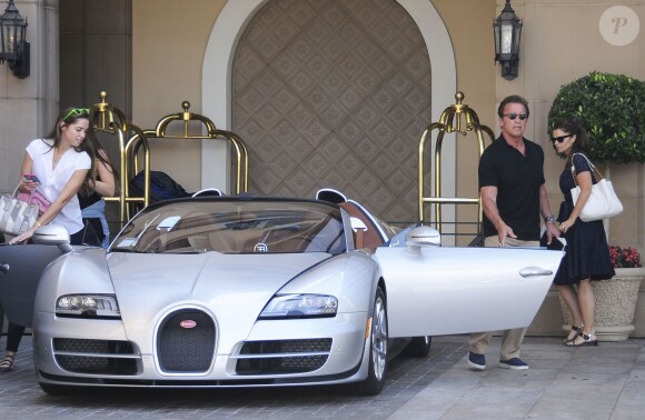 Arnold Schwarzenegger a célébré son anniversaire avec sa mère, Maria Shriver et leurs enfants, à l'Hôtel Montage de Beverly Hills, le 30 juillet 2015.