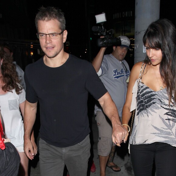 Matt Damon et sa femme Luciana Barroso à West Hollywood, le 31 juillet 2015.