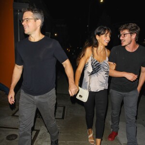 Matt Damon à la sortie d'une dîner avec Luciana Barroso au Toca Madera à West Hollywood, Los Angeles, le 31 juillet 2015.