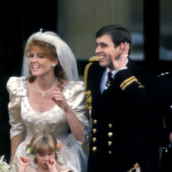 Mariage de Sarah Ferguson et du prince Andrew, duc d'York, en 1986 à Buckingham Palace.