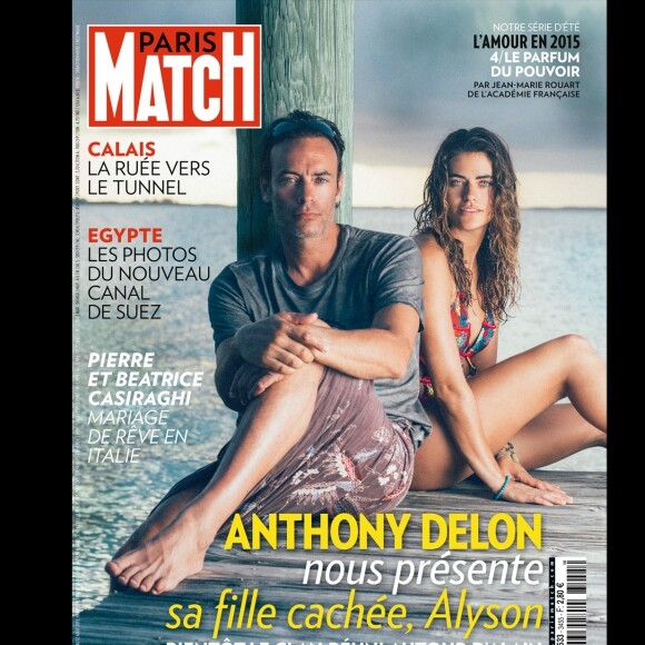 Anthony Delon et sa fille Alyson Le Borges réunis devant l'objectif de Sébastien Micke en couverture de Paris Match, numéro du 6 août 2015