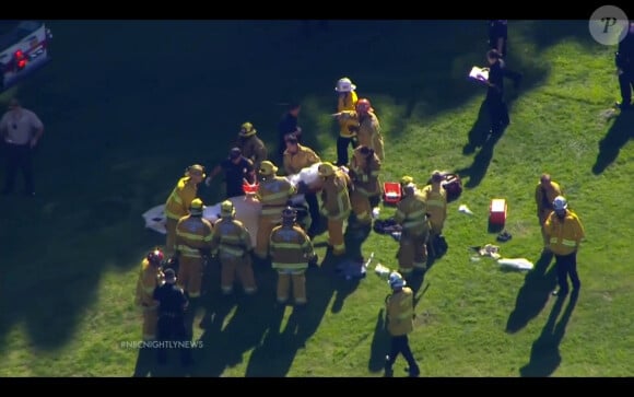 Capture d'écran - Harrison Ford a été blessé quand le petit avion biplace dans lequel il se trouvait s'est écrasé sur un parcours de golf à Venice, dans la banlieue de Los Angeles, le 5 mars 2015.