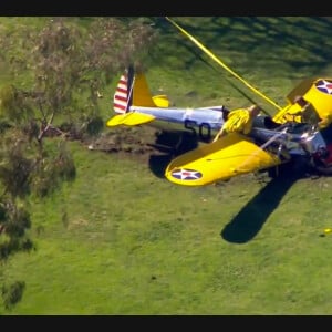 Capture d'écran - Harrison Ford a été blessé quand le petit avion biplace dans lequel il se trouvait s'est écrasé sur un parcours de golf à Venice, dans la banlieue de Los Angeles, le 5 mars 2015.