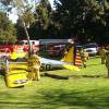 Exclusif - Harrison Ford se fait soigner par les pompiers suite à son accident d'avion à Venice en Californie, le 5 mars 2015.