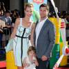 Ashley Scott, son mari Steve Hart et leur fille à la première du film Planes à Los Angeles, le 5 aout 2013