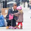 David Beckham et sa fille Harper dans les rues de Notting Hill à Londres, le 13 janvier 2015.
