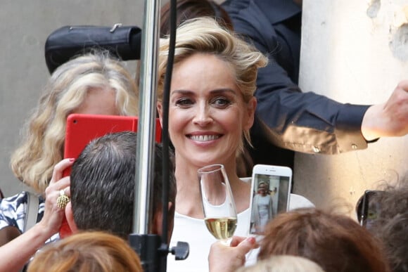 Sharon Stone en shooting pour la marque Galderma à Berlin le 28 mai 2015. 