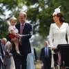 Le prince George de Cambridge lors du baptême de sa soeur la princesse Charlotte, le 5 juillet 2015 à Sandringham