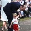 Le prince George de Cambridge lors du baptême de sa soeur la princesse Charlotte, le 5 juillet 2015 à Sandringham