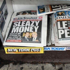 Les journaux américains font leurs Unes sur l'affaire DSK à New York le 15 mai 2011.