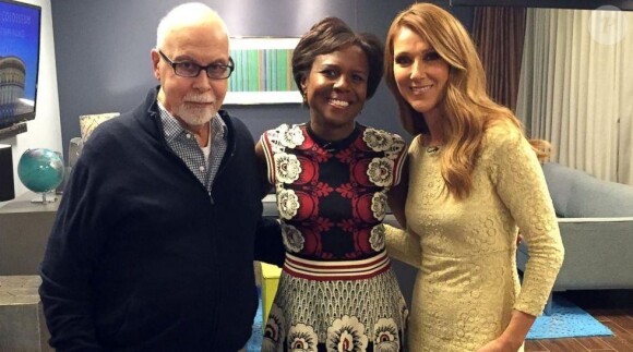 Céline Dion et René Angélil avec la journaliste Deborah Roberts pour Good Morning America. Mars 2015