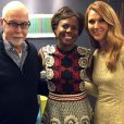 Céline Dion et René Angélil avec la journaliste Deborah Roberts pour Good Morning America. Mars 2015