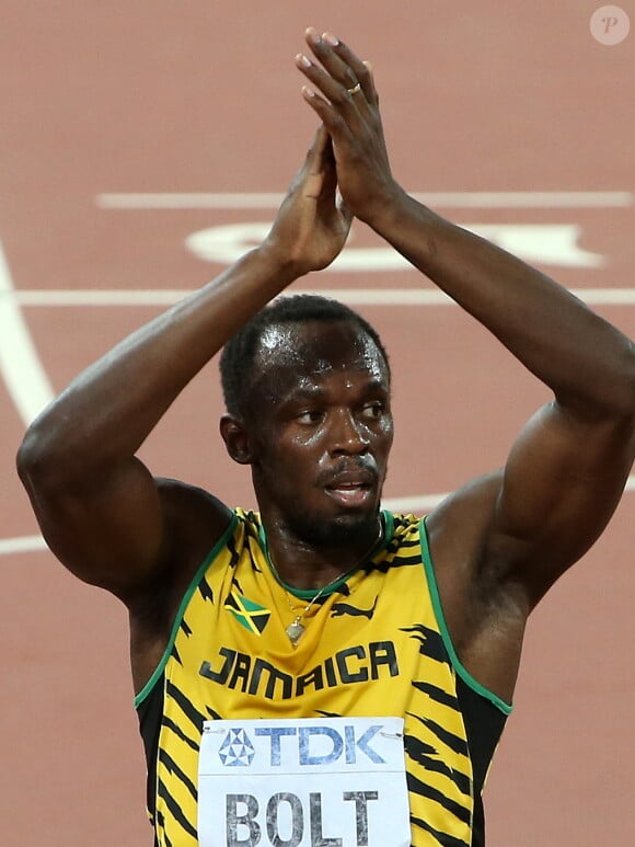 Usain Bolt, médaille d'or du 200m lors des Championnats du Monde à Pékin le 27 août 2015 