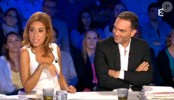 Léa Salamé et Yann Moix dans On n'est pas couché sur France 2, le samedi 29 août 2015.