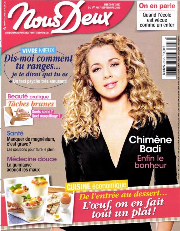 Chimène Badi en couverture de Nous Deux, en kiosques le 1er septembre 2015